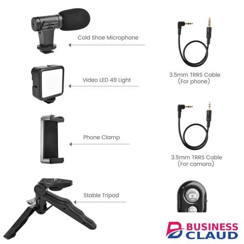 Portable Phone Tripod Handle Portable Photography Lighting Phone Video Kit 5 in 1 Phone Holder Microphone Fill Light LED Selfie Lights Selfie Sticks Remote Shutter Phone Camera Video Record Stabilizer Bracket in 1-phone-holder-microphone-fil