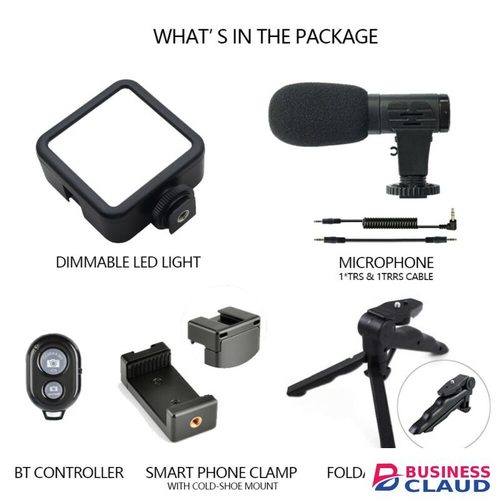 Portable Phone Tripod Handle Portable Photography Lighting Phone Video Kit 5 in 1 Phone Holder Microphone Fill Light LED Selfie Lights Selfie Sticks Remote Shutter Phone Camera Video Record Stabilizer Bracket in 1-phone-holder-microphone-fil