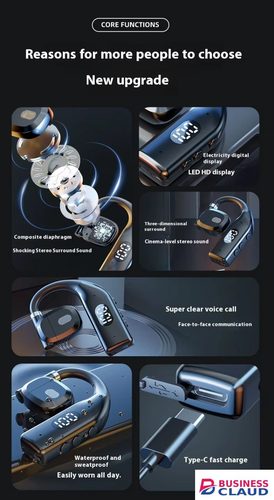 New Bluetooth Earphone New Universal For Left And Right Ears Bluetooth Earpods Wireless Super Long Battery Life Single Ear Open Non-In-Ear Rotating OWS Ear Hook Mobile Accessories for iOS Android Phones in Cables-led-light-flashlight