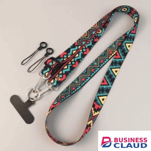 Free Adjustable Crossbody Phone Lanyard Strap – Vintage Tribal Pattern, Hands-Free Universal Neck & Shoulder Strap with Keychain Holder in Cables-black
