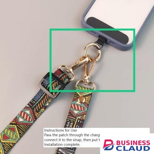 Free Adjustable Crossbody Phone Lanyard Strap – Vintage Tribal Pattern, Hands-Free Universal Neck & Shoulder Strap with Keychain Holder in Cables-black