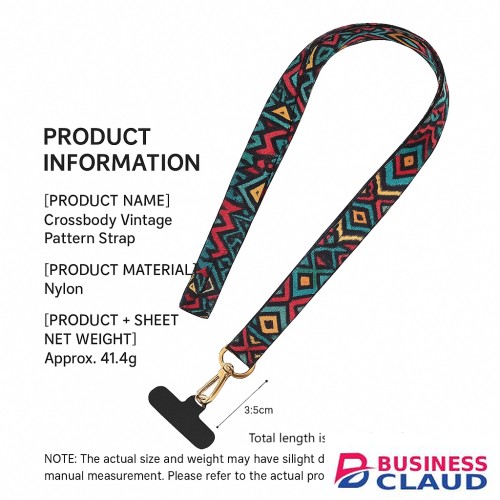 Free Adjustable Crossbody Phone Lanyard Strap – Vintage Tribal Pattern, Hands-Free Universal Neck & Shoulder Strap with Keychain Holder in Cables-black