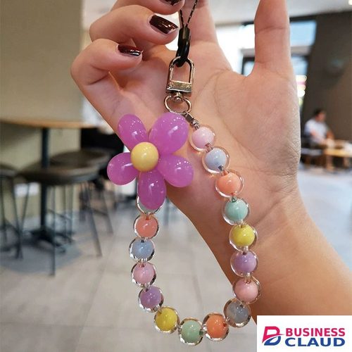【Clearance Sale】1pc Phone Anti-lost Lanyard Key Short Wrist Pendant Colorful Macaron Round Bead Pendant Women's Hand-held Chain Mobile Phone Lanyard Sale in Cables-led-light-flashlight