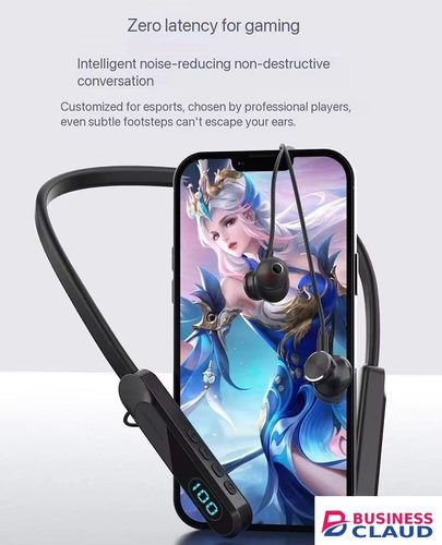 PAFEL S06 Wireless Neckband Bluetooth Earphones - LCD Power Display, TF Card Slot MP3 Player, 20H Long Playtime, 5 EQ Sound Modes Deep Bass Sports Headset Earpods with Mic, Type-C Fast Charging Black