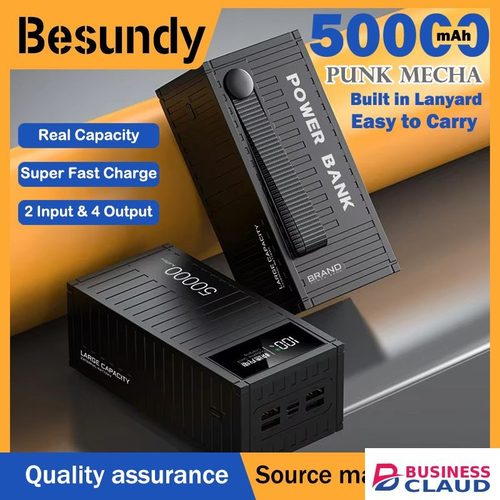 【Besundy】Upgrade Container 50000mAh Super Fast Charging Powerbank Large Capacity 100% Mark Capacity LED Digital Display Power bank TypeC Micro USB For all Phones Tablets