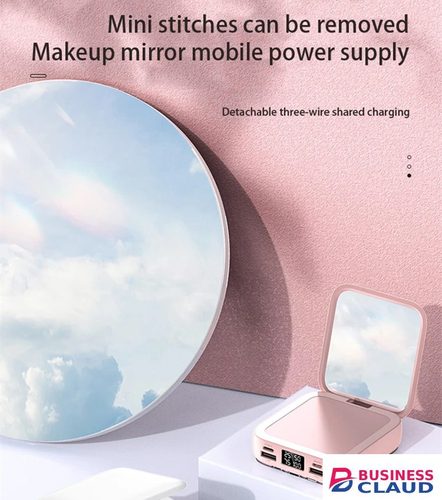 RichRipple powerbank Mini Power Banks 10000mAh With Makeup Mirror Fast Charging Portable Charger Powerbank with Cable Poverbank Mobile Phone Battery