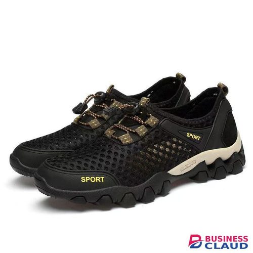 Versatile SXCHEN Men's Breathable Hiking Shoes – Black Mesh Upper,Quick-Dry Lining, Quick-Lock Drawstring Closure, Non-Slip Rugged Sole, Perfect For Outdoor Trekking & Trail Walking in Kahawa-wendani