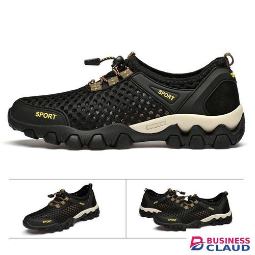 Versatile SXCHEN Men's Breathable Hiking Shoes – Black Mesh Upper,Quick-Dry Lining, Quick-Lock Drawstring Closure, Non-Slip Rugged Sole, Perfect For Outdoor Trekking & Trail Walking in Kahawa-wendani