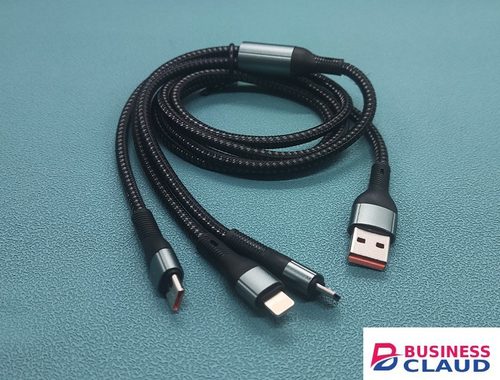 120w three in one usb fast charging cable braided data transfer charging cord compatible with ios type c micro android mobile phone