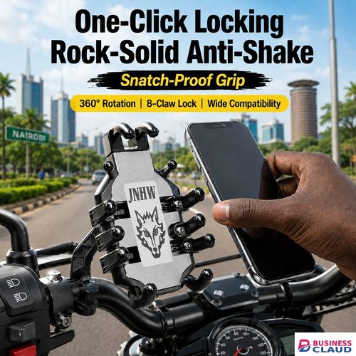 Durable 【Secure Grip + 360° Rotatable】Durable Universal Bike Motorcycle E-Scooter Phone Holder, Firm Anti-Slip Handlebar Mount for 4.7-7.2 Inch Phones in Built-charging-cable-and-22-5w-fast-charging