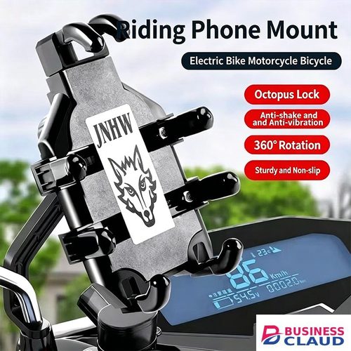 Durable 【Secure Grip + 360° Rotatable】Durable Universal Bike Motorcycle E-Scooter Phone Holder, Firm Anti-Slip Handlebar Mount for 4.7-7.2 Inch Phones in Built-charging-cable-and-22-5w-fast-charging