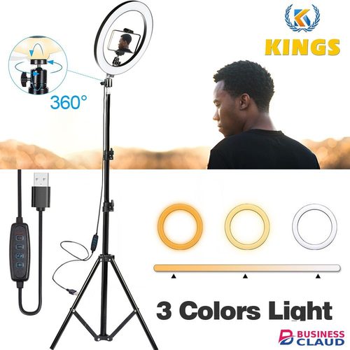 2M 10 inch Ring Light with Stand Tripod Live Broadcast Stand Liftable LED Lights Phone Holder for Selfie Make up Video Webcaster in Cables