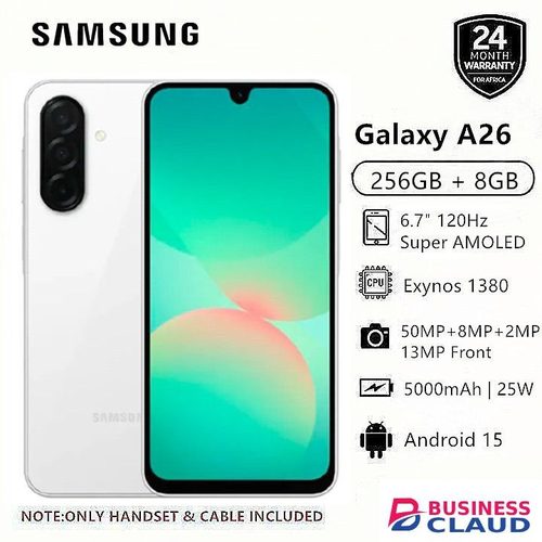Brand New [Clearance Sale] Brand New Samsung Galaxy A26 5G 256GB+8GB 6.7" 120Hz AMOLED Display 50MP Triple Camera Android 15 Exynos 1380 (5nm) IP67 Dust Water Resistant 5000mAh 25W Type-C Smart Phones phone Sale in Cables-led-light-flashlight