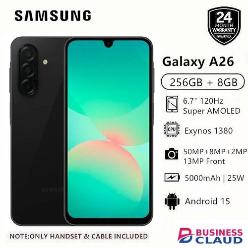 Brand New [Clearance Sale] Brand New Samsung Galaxy A26 5G 256GB+8GB 6.7" 120Hz AMOLED Display 50MP Triple Camera Android 15 Exynos 1380 (5nm) IP67 Dust Water Resistant 5000mAh 25W Type-C Smart Phones phone Sale in Cables-led-light-flashlight
