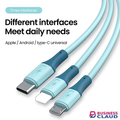 3 In1 Liquid silica gel charging cables Micro USB+type c+iphone Charger Cable Fast Charging data line Data Cables in 4-cable