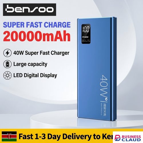 Portable Bensoo 20000mAh High Capacity Power Bank - 40W Super Fast Charging Portable Charger with Dual USB Output & PD 18W Input (Type-C/Micro USB) Powerbank for iPhone Samsung Huawei Tecno Tablet Smartphone in 4-cable