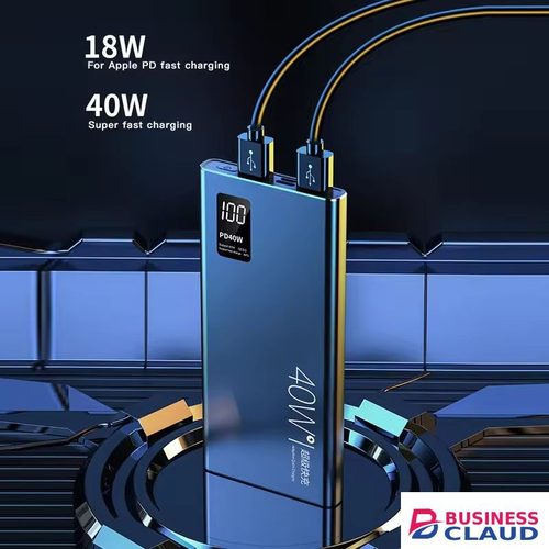 Portable Bensoo 20000mAh High Capacity Power Bank - 40W Super Fast Charging Portable Charger with Dual USB Output & PD 18W Input (Type-C/Micro USB) Powerbank for iPhone Samsung Huawei Tecno Tablet Smartphone in 4-cable
