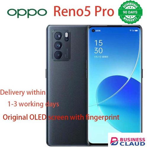Refurbished Refurbished OPPO Reno5pro Reno 5Pro 5G Smartphone 6.55-inch Curved Screen Fingerprint/Face ID 8GB+128GB/12GB+256GB 64MP+32MP 4350mAh Dual Nano-SIM in Cables-led-light-flashlight