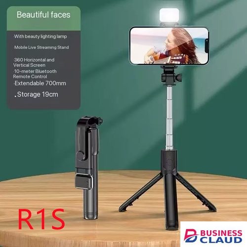 R1/R1S/ R1S-L Phone desktop stand Bluetooth selfie stick 3in1 phones tripod stand fill light telescopic selfie stick wireless remote control tripod Bluetooth live streaming mobile phone holder in Cables-led-light-flashlight