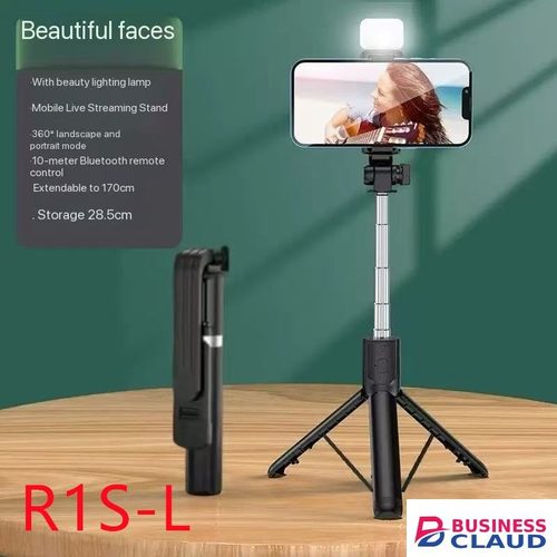 R1/R1S/ R1S-L Phone desktop stand Bluetooth selfie stick 3in1 phones tripod stand fill light telescopic selfie stick wireless remote control tripod Bluetooth live streaming mobile phone holder in Cables-led-light-flashlight