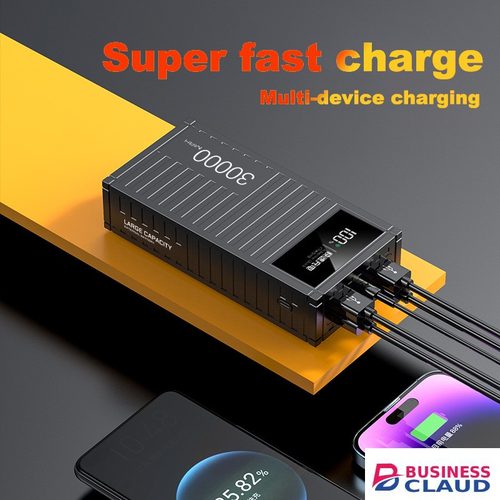 【Besundy】Real 30000mAh Punk Style Super Fast Charging Container Power Bank Supercharge TypeC Micro USB Powerbank LED Display Powerbank For all Phones Tablets