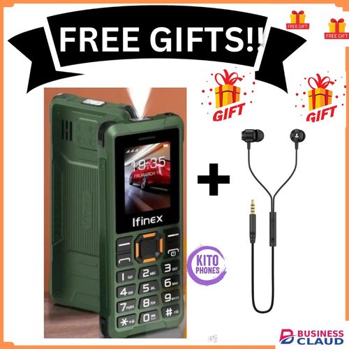 Ifinex T400 TRIPLE SIM CARD FEATURE PHONE WITH Bluetooth /Wireless FM/SD Slot kabambe/katululu/mulika mwizi/button feature phone +Free gift (EARPHONES) just for you Feature in Cables-black