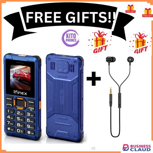 Ifinex T400 TRIPLE SIM CARD FEATURE PHONE WITH Bluetooth /Wireless FM/SD Slot kabambe/katululu/mulika mwizi/button feature phone +Free gift (EARPHONES) just for you Feature in Cables-black