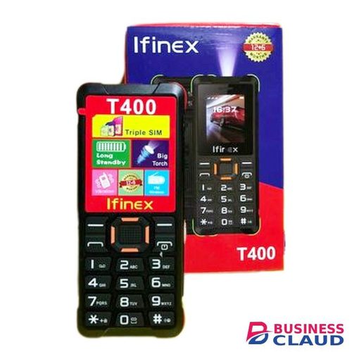 Ifinex T400 TRIPLE SIM CARD FEATURE PHONE WITH Bluetooth /Wireless FM/SD Slot kabambe/katululu/mulika mwizi/button feature phone +Free gift (EARPHONES) just for you Feature in Cables-black