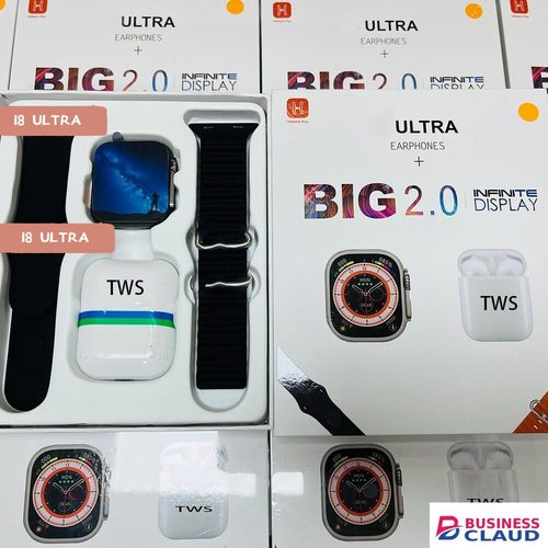 I8 Ultra Series 8 Smart Watch TWO Strap TWS Bluetooth Headset Men Women Heart Rate Monitor Fitness Sport Smartwatches Rate in Cables-black