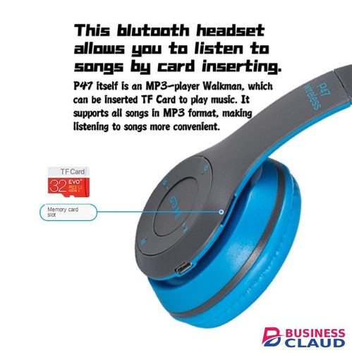 Wireless Stereo Bass Bluetooth Headphone Sports Foldable Headset MP3 Player Sports Speakers With Mic Microphone TF For IOS/Android in Cables-black