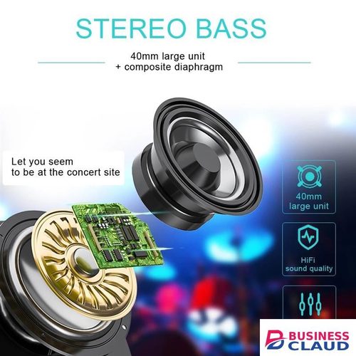Wireless Stereo Bass Bluetooth Headphone Sports Foldable Headset MP3 Player Sports Speakers With Mic Microphone TF For IOS/Android in Cables-black
