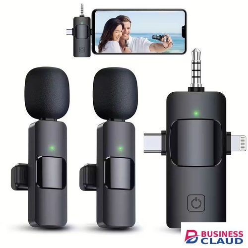 3-in-1 Receiver Wireless Lavalier Microphone Clear Radio Mic for iPhone - Android Phone//Computer/Laptop, Dual Lapel Mic with USB-C/3.5mm Plug for Recording, Vlog, Livestream, Podcast