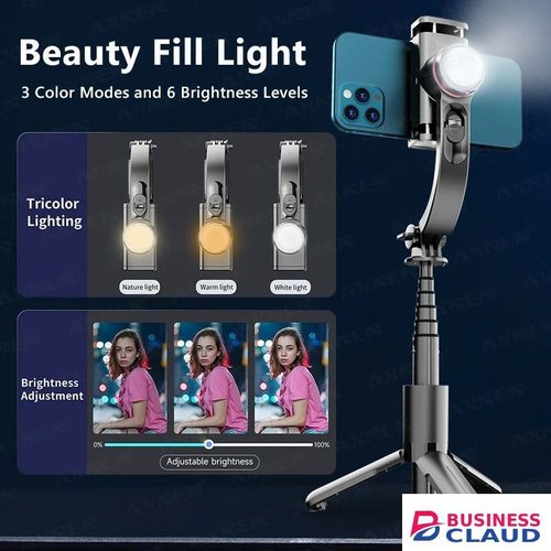 Phone Handheld Gimbals & Stabilizers With Fill Light For for iPhone Android Smartphone Anti-shake Video Record Selfie Stick Tripod in Cable-blue