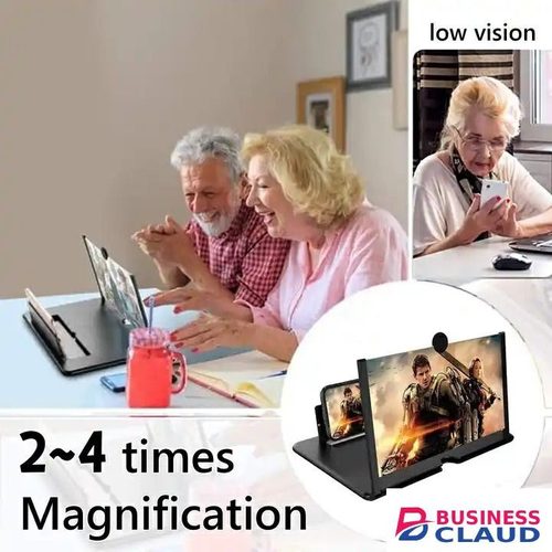 Portable Screen Magnifier for Smartphone, HD Mobile Phone Video Amplifier, Portable Enlarged Screen Tablet for Gaming, Movies, Cartoons, Angle Adjustable, Compatibility with All Smartphones in Cables-black
