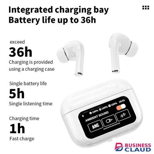 Original A9 Pro Wireless Bluetooth earphones LED Touch Screen Earpods Touch Screen ANC Noise Reduction Earbuds 500mAh Long Standby in Cables-led-light-flashlight