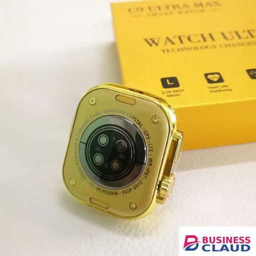 Golden Smart Watch 2.01 inch Ultra Max Bluetooth Waterproof Sports Smartwatch with Real Screw Buckle Metal Dual Band Business Luxury Watches