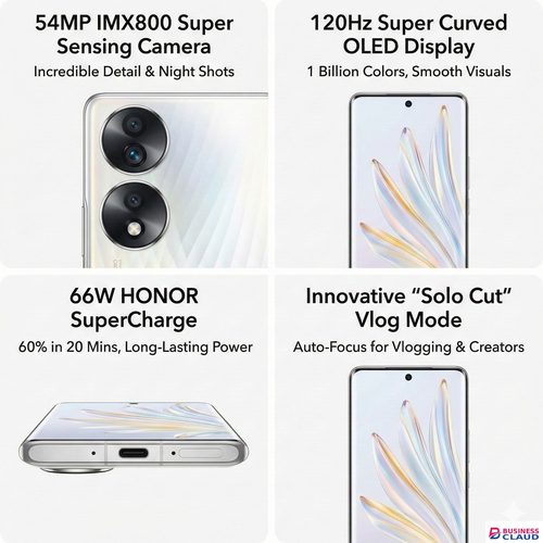 Refurbished HONOR 70 5G Smartphone | 12GB+256GB | 54MP IMX800 Super Sensing Camera | 6.67" 120Hz Curved OLED Screen | 66W SuperCharge | Google Play Supported (Grade A)
