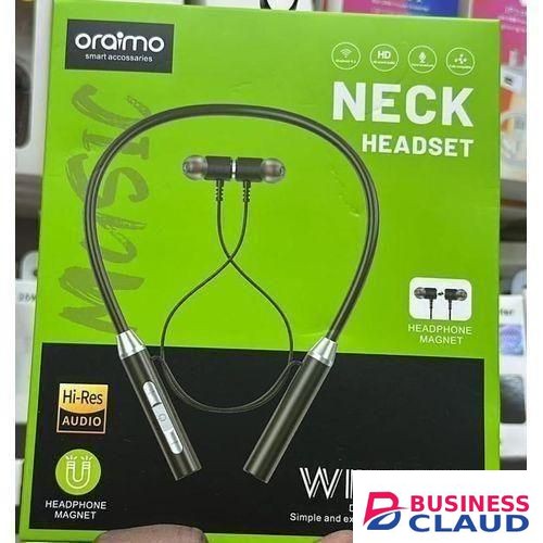 Oraimo Original Wireless Neckband Bluetooth Headset ,Sports Earphones With Deep Bass, IPX5 Waterproof, 8H Playtime & Magnetic Earbuds