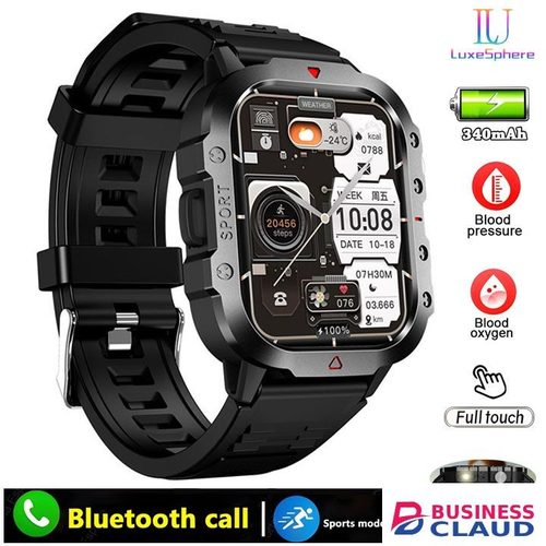 Smartwatch Outdoor Sports Bluetooth Call Smartwatch 2.01 Inch HD Display Screen Blood Heart Rate Blood Pressure Oxygen Bluetooth Talking Watches Multi Sport LED Flashlight Military Smart Watch