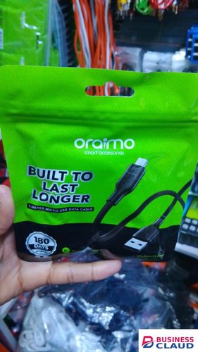 Durable Oraimo USB to Normal Fast Charging Cable – Durable High-Speed Charger for Android Tablets Power Banks with Tangle-Free Design and Reinforced Connectors in Cables-black