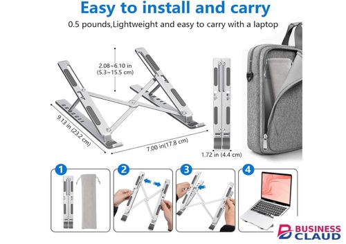 Portable Adjustable Aluminum Laptop Stand - Foldable, Ergonomic, Compatible with 10-15.6" Devices designed to elevate a laptop or tablet for improved viewing angles and better ergonomics.help reduce neck pain in Out-triple-output-led-torch