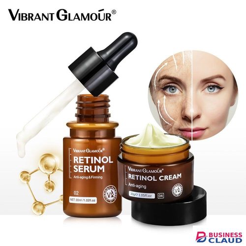 Retinol Face Cream + Serum 2 PCS/Set Firming Lifting Anti-Aging Wrinkle Containing 2.5% Retinol Face Cream Moisturizing Reduce Wrinkle Fine Lines Facial Skin Care Product - VIBRANT GLAMOUR- Product in Muscles-and-joints-100g