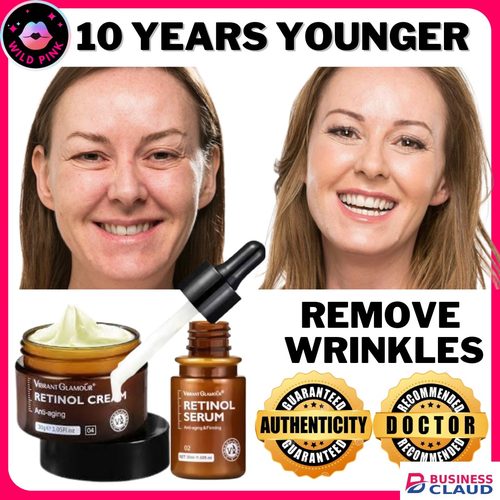 Retinol Face Cream + Serum 2 PCS/Set Firming Lifting Anti-Aging Wrinkle Containing 2.5% Retinol Face Cream Moisturizing Reduce Wrinkle Fine Lines Facial Skin Care Product - VIBRANT GLAMOUR- Product in Muscles-and-joints-100g