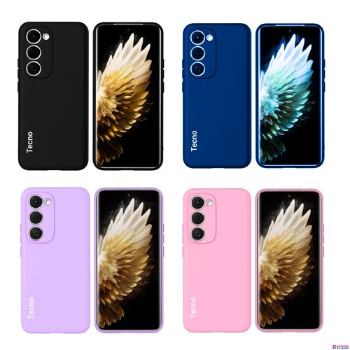Original Best Tecno spark 40 pro , spark 40 Pro+ Original liquid silicone Phone Case/Cover available in Black,Blue,Light purple(Lilac) & Pink in Cable-black