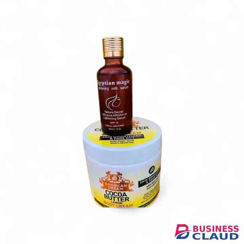 American Dream COCOA BUTTER LEMON WITH KOJIC ACID AND LIQUORICE and egyptian milk serum