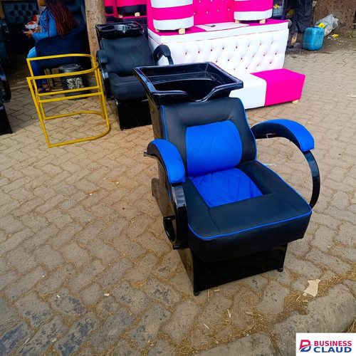 Black & Blue Salon Shampoo Washing Unit with Barber Chair – 2-in-1 Professional Wash Station This modern salon shampoo washing unit combines a stylish barber chair with an integrated wash basin, crea