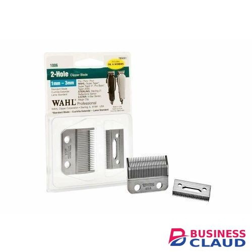 Professional 2-Hole Taper Blades (Model No. 1006-400). These replacement blades are designed for various Wahl full-size professional clippers. Key features include: Made from high-carbon precision s