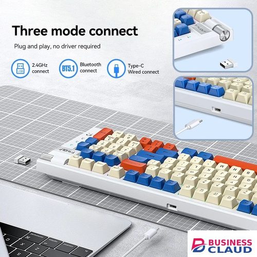 Custom T70 Three mode mechanical keyboard Hot Swappable custom RGB computer gaming keyboard Wireless keyboard with knob in One-printer