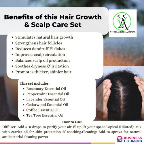 Essential Oil Set - ( Hair Growth & Scalp Care Set) 6 Essential oils x 5ml each