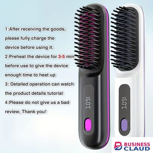 Wireless Straightening Comb | 2-In-1 Curl & Straighten, Quick Heating, Suitable for All Hair Types, Anti-Scald Design, Led Digital Display, Usb Rechargeable, Automatic Power-Off, Lightweight Portable in 1-curl-straighten-quick-heating-suitable-for-all-hair-types-anti-sc